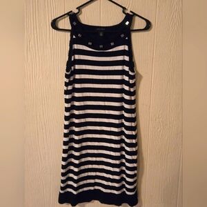 White House Black Market Black and White Striped Cut Out Sleeveless Dress Size S
